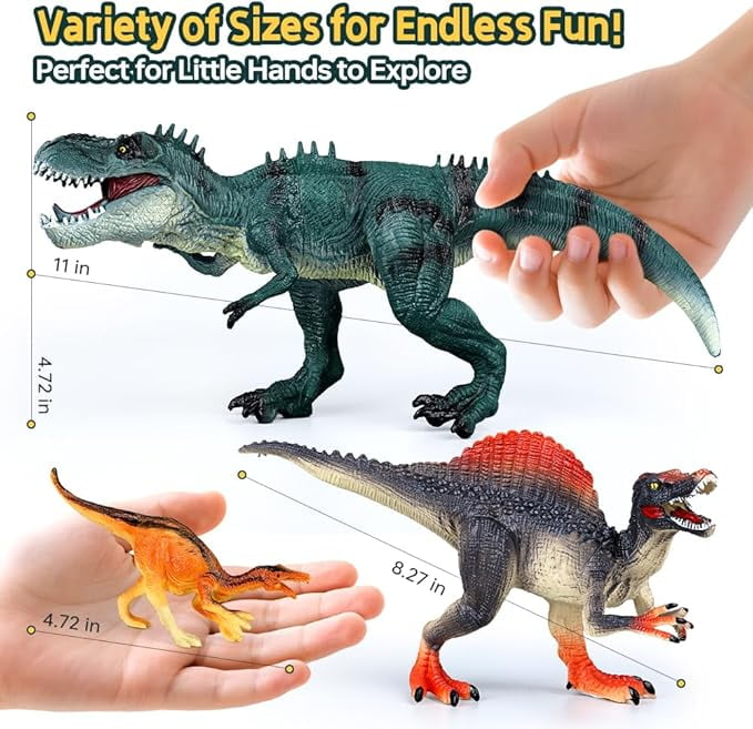 Drefirsa Realistic Dinosaur Action Figures Plastic Toy Set, 14 Pieces