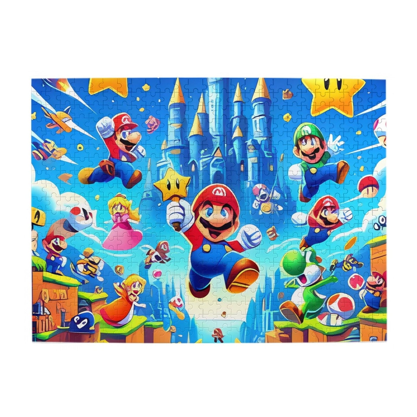 Lsque Mario Pattern Wooden Picture Puzzle ,500 Piece Jigsaw Puzzle ,Family Fun Puzzle, Home Décor Puzzle, Gift Puzzle(Horizontal style)