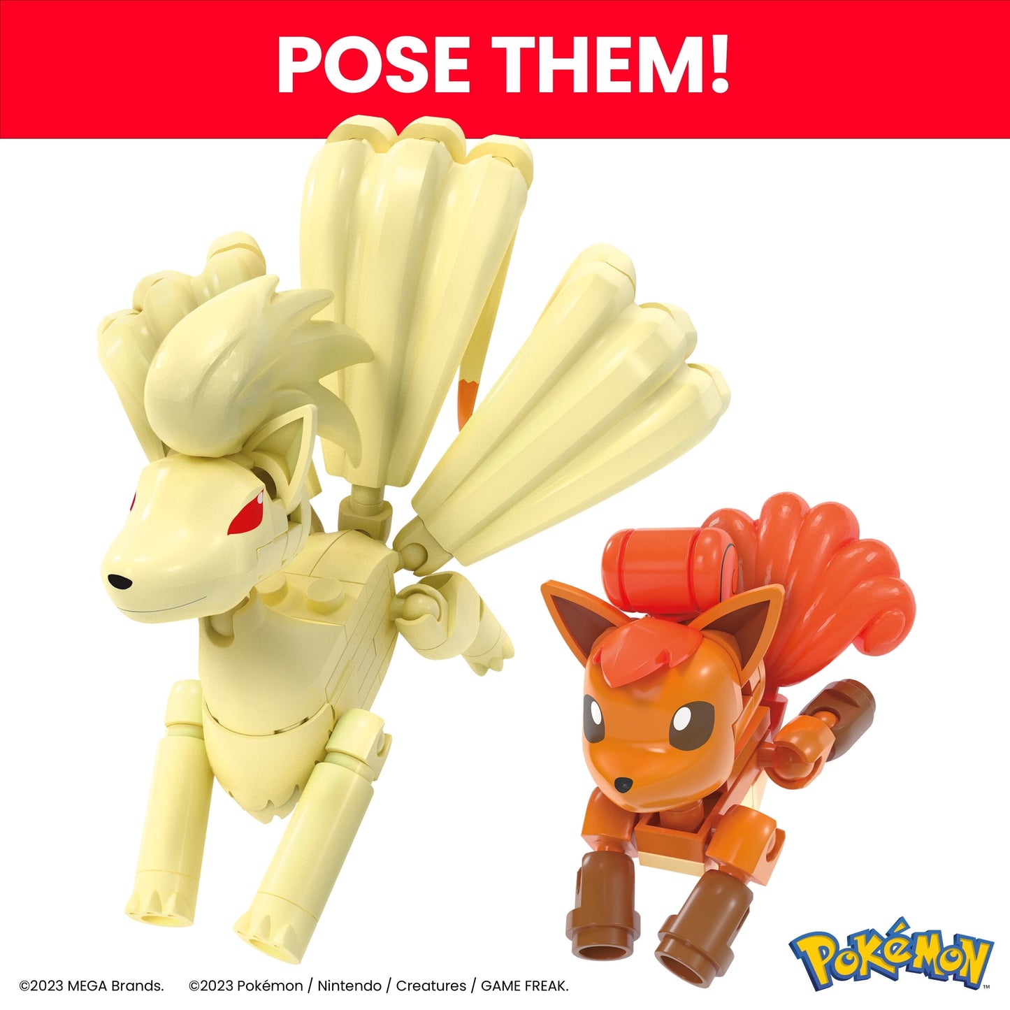 MEGA Pokemon Vulpix Evolution Set (145 Pieces) with 2 Poseable Action Figures for Kids
