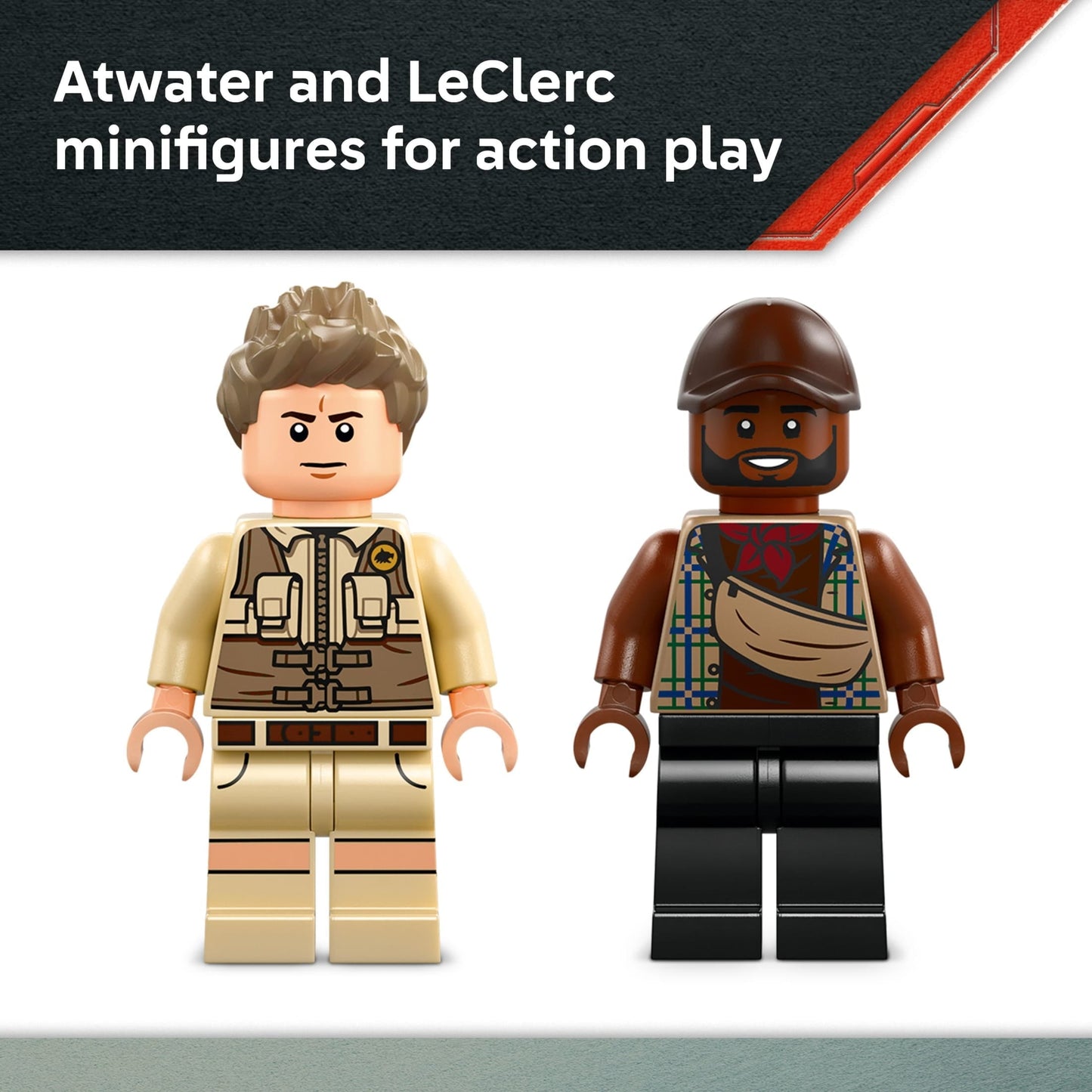 LEGO Jurassic World Brick-Built Mosasaurus Boat Mission Dinosaur Toy - Building Toy for Boys & Girls, Ages 9+ - Poseable Dinosaur plus LeClerc and Atwater Minifigures - Gift for Christmas - 76974