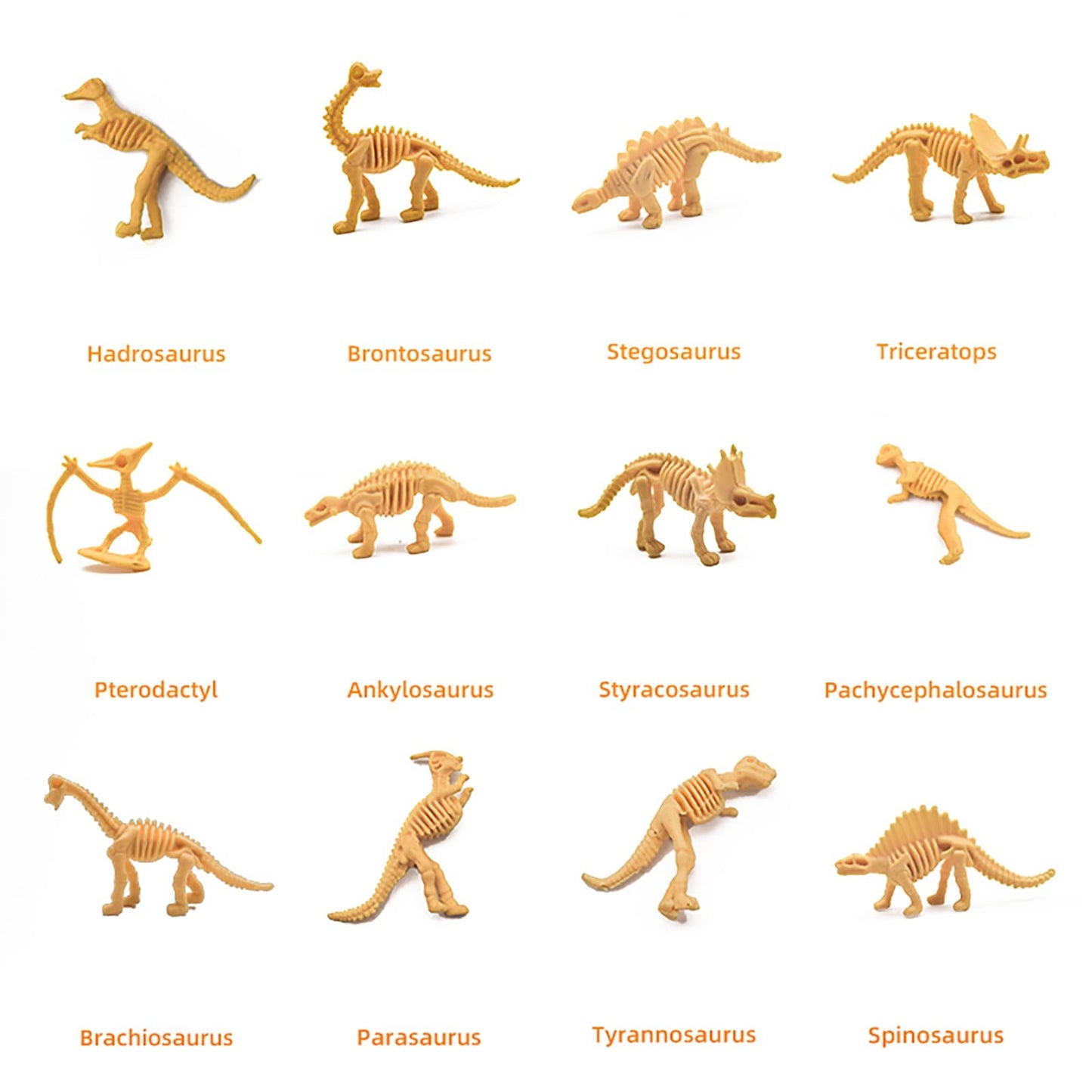 RUIG 12 Pcs Dinosaur Fossil Skeletons Figures - Mini Dinosaur Figurines for Toddler Kids - Dino Bones Cake Topper Party Favors, Ideal Gift for 3 4 5 6 Boys Girls