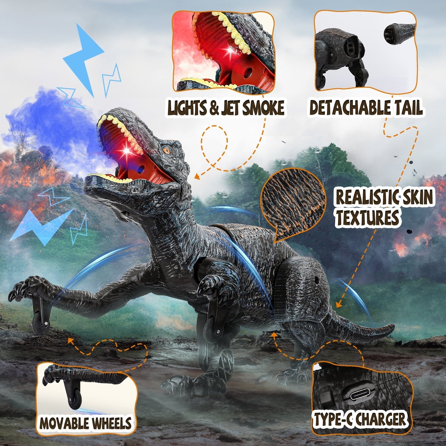 Freecat Dinosaur Toys for Toddler Boys 3 4 5 6 7 8 Years, Remote Control Walking & Roaring Simulation T-Rex Dinosaur Birthday Christmas Gift for Boys 3-8 Years Old.