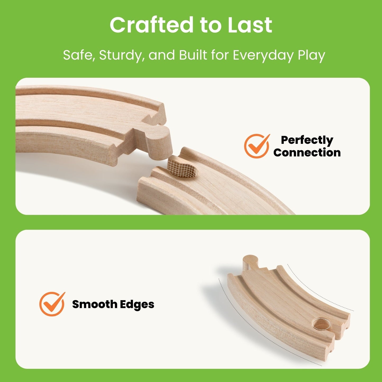 HELLOTINY Wooden Train Set for Toddlers, 36 Pcs with Wooden Tracks, Compatible with Major Brands, Train Toy for Kids Ages 3-5