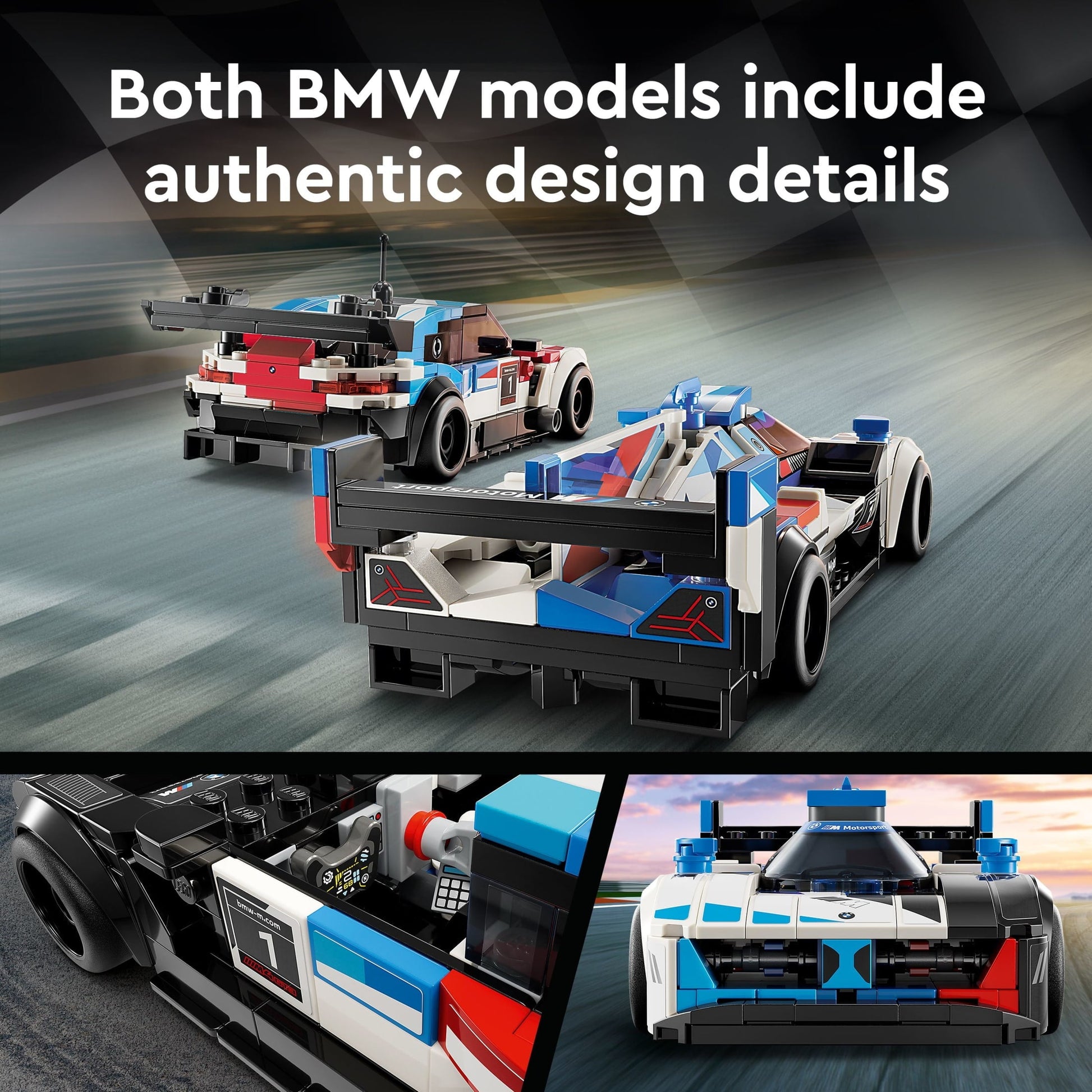 LEGO Speed Champions BMW M4 GT3 & BMW M Hybrid V8 Building Toys - Race Car Toys for Kids, Boys & Girls, Ages 9+ - Gift for Christmas - W/ 2 Minifigures - 76922
