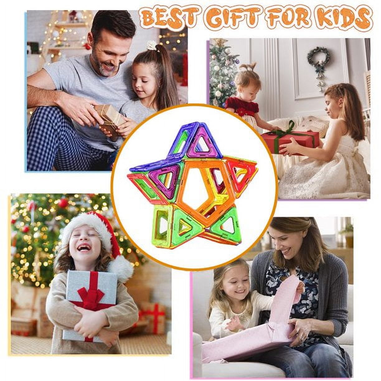 Topboutique 100pcs Magnetic Blocks Set - Building Construction Kit Educational Toys For Your Kids (Stronger Magnets)