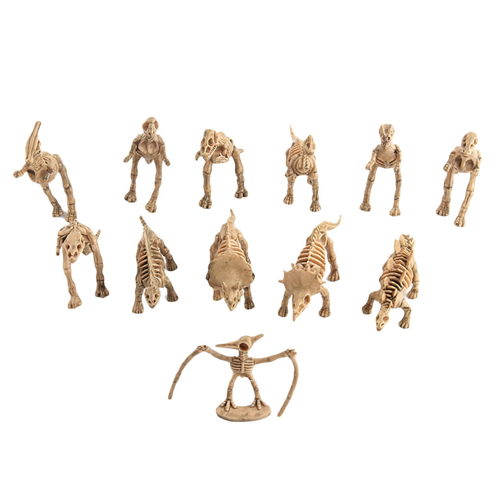 Ke1Clo 12PCS Dinosaur Fossil Skeletons, Assorted Dinosaur Skeleton Toys Small Dinosaur Figures Plastic Dinosaur Party Favors