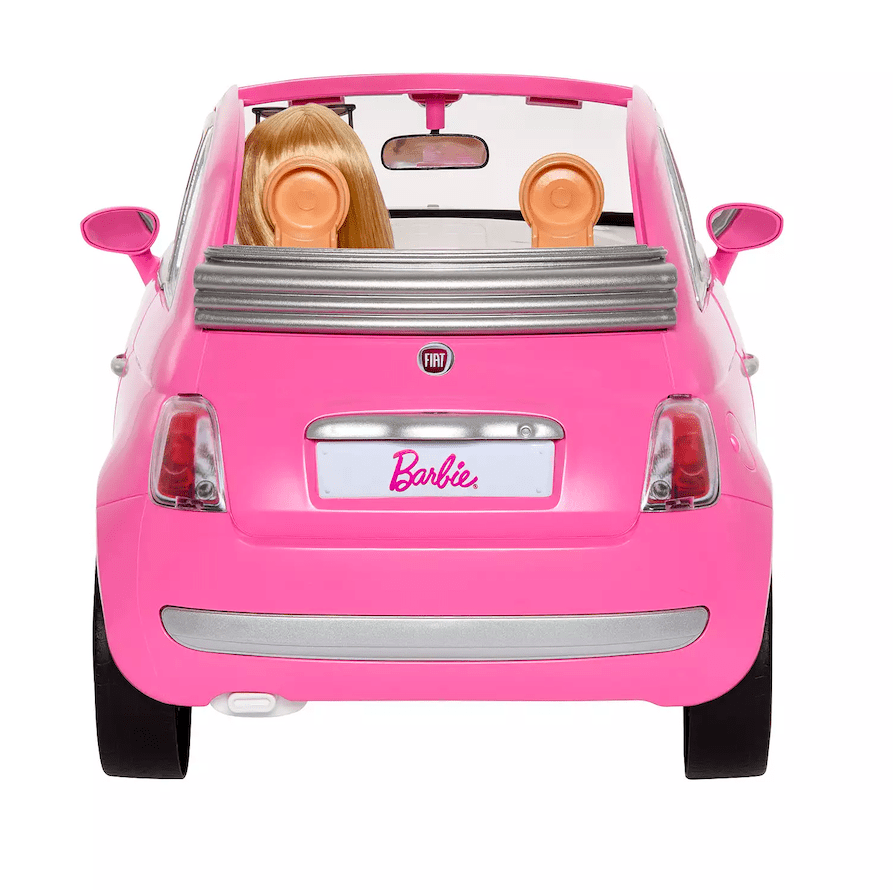 Barbie Doll & Fiat 500 Vehicle Play Set, Fashion Doll with Pink Toy Car & Accessories