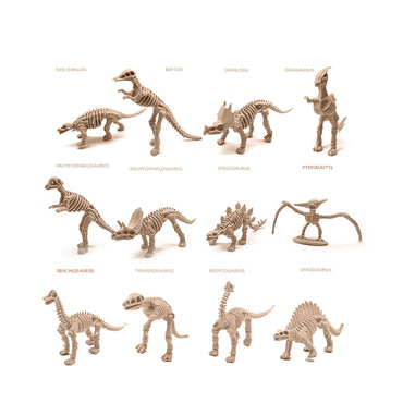 RUIG 12 Pcs Dinosaur Fossil Skeletons Figures - Mini Dinosaur Figurines for Toddler Kids - Dino Bones Cake Topper Party Favors, Ideal Gift for 3 4 5 6 Boys Girls