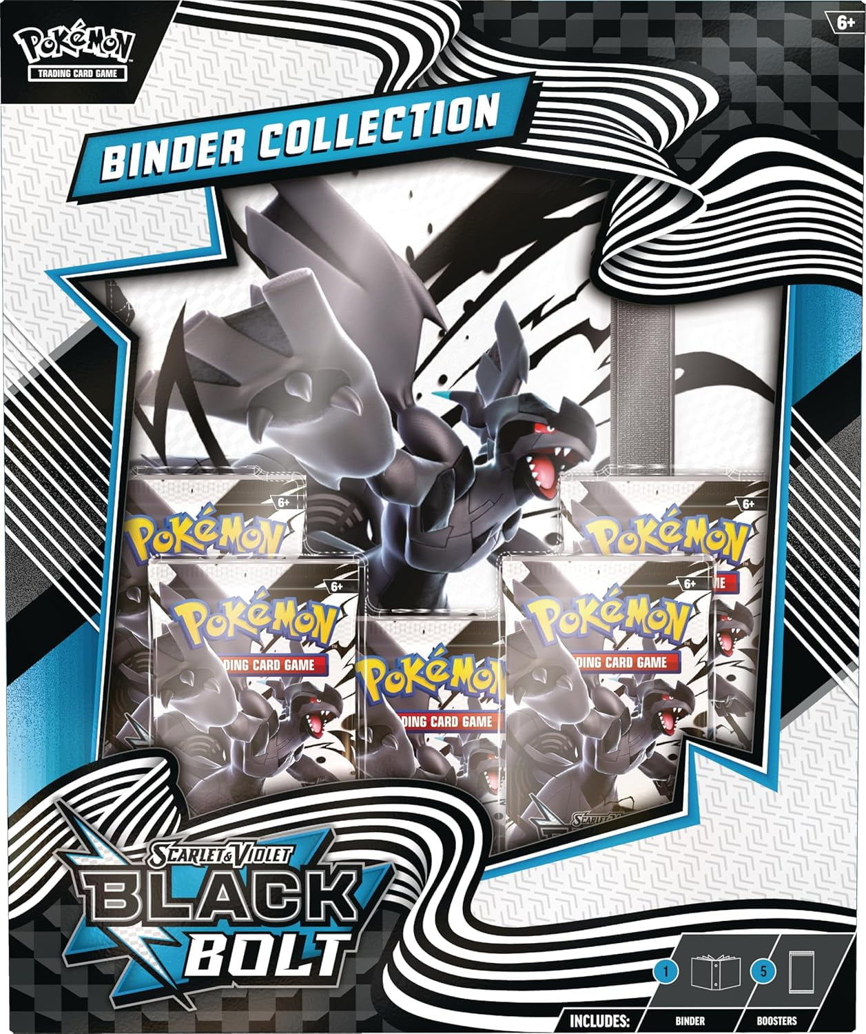Pokemon TCG Scarlet & Violet 10.5 Black Bolt Binder Collection Box, 5 Packs