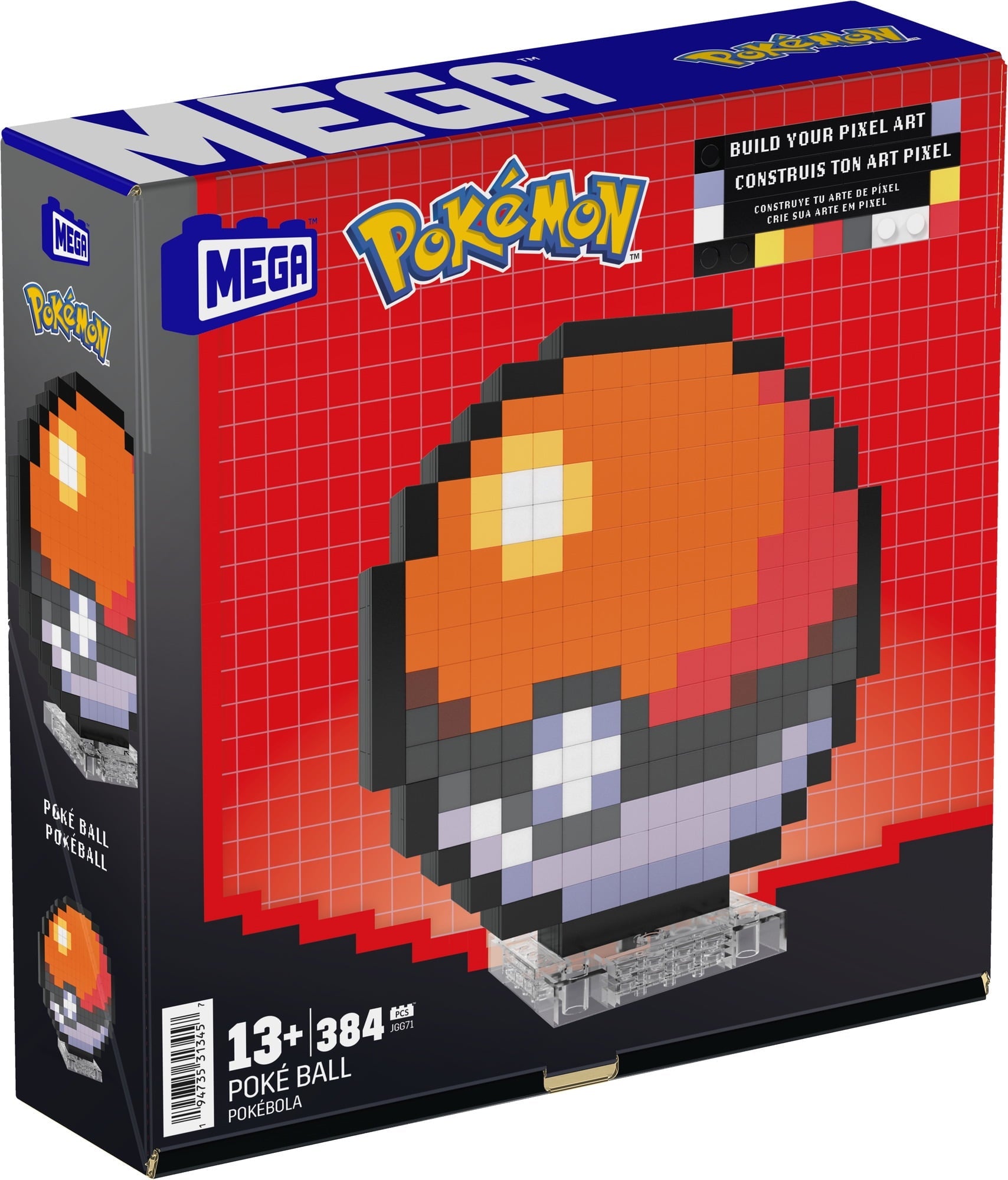 Mega Bloks - Pokemon Classic Poke Ball, Pixel Art, 342 Piece Building Toy Set