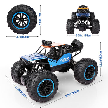 Hot Bee Blue Remote Control Cars 1:18, All Terrain Metal Shell 4X4 Off-Road Vehicle Monster Truck, High Speed 2.4 GHz RC Car, Christmas Birthday Gift Outdoor Toys for Kids 6+ & Adults