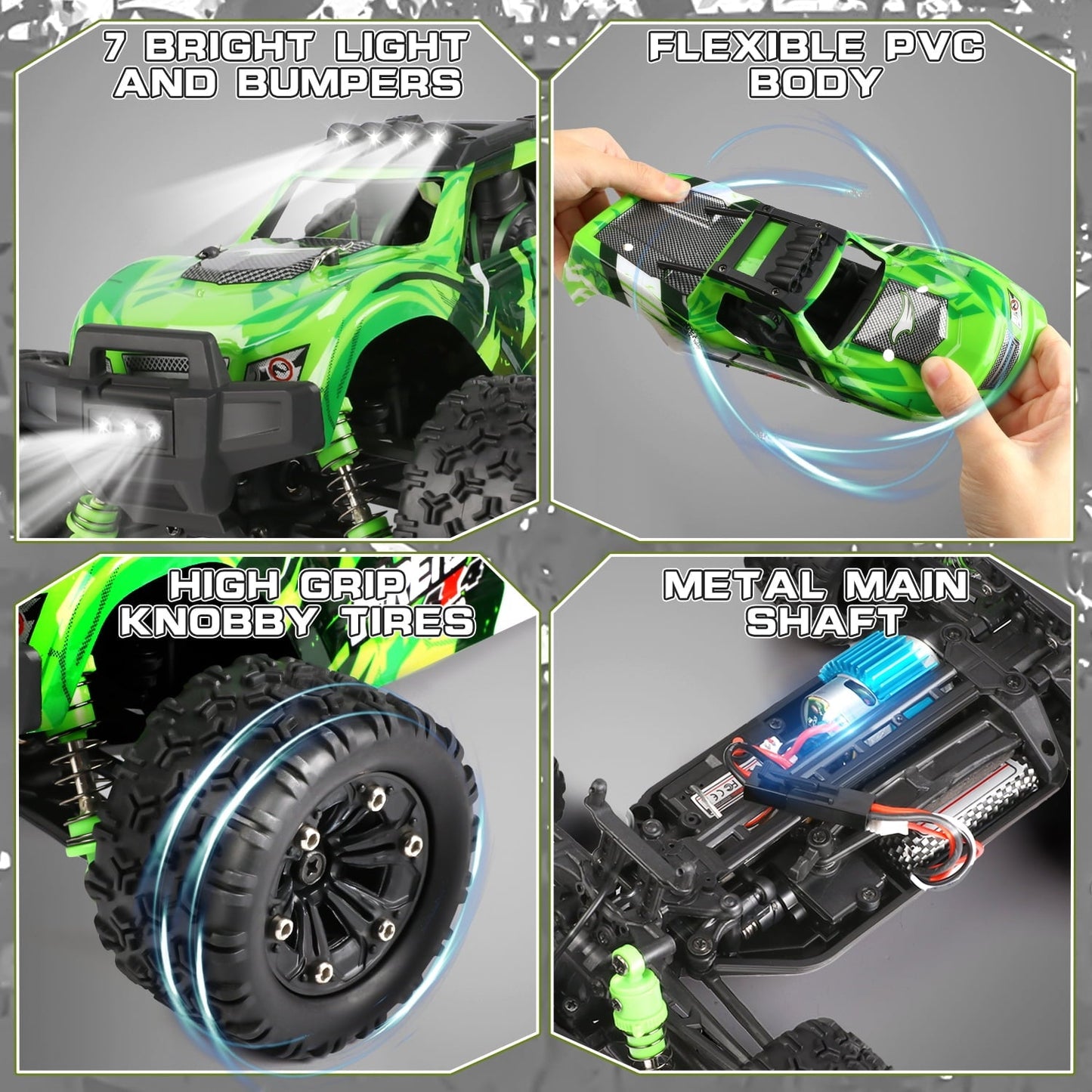 Beefunni RC Car 1:18 All Terrain, 40 MPH High Speed 4WD Off-Road RC Trucks, with 2.4 GHz Remote Control, 4X4 Waterproof Monster Truck with 2 Rechargeable Batteries, Toys Gifts for Boys Kids Adults