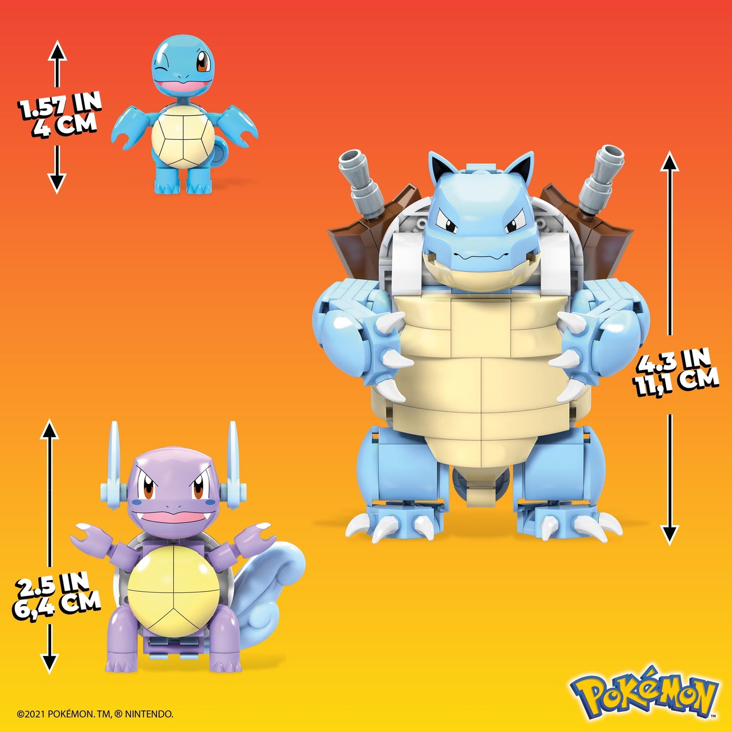 MEGA Pokemon Squirtle Building Toy Kit with 3 Action Figures (379 Pieces) for Kids