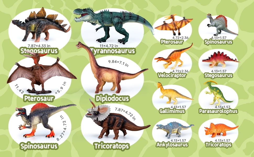 Drefirsa Realistic Dinosaur Action Figures Plastic Toy Set, 14 Pieces