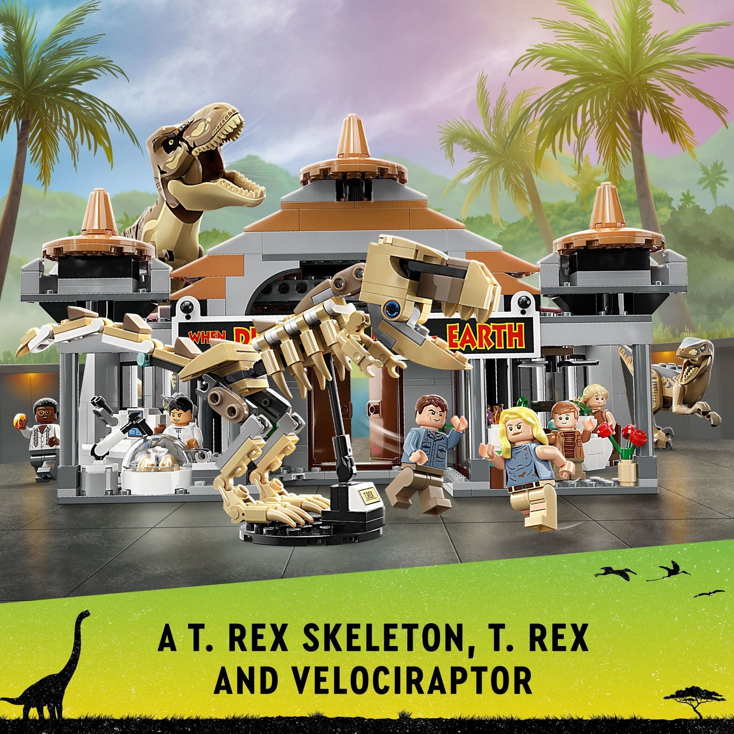 LEGO Jurassic Park Visitor Center: T. rex & Raptor Attack 76961 Buildable Dinosaur Toy, Gift for Teens and Kids Aged 12 and Up, Including a Dino Skeleton Figure, 6 Minifigures and More