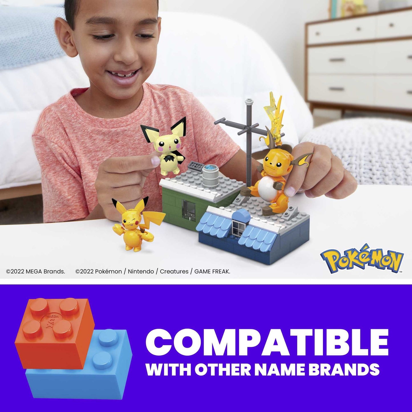 MEGA Pokemon Building Toy Kit Pikachu Set with 3 Action Figures (159 Pieces) for Kids