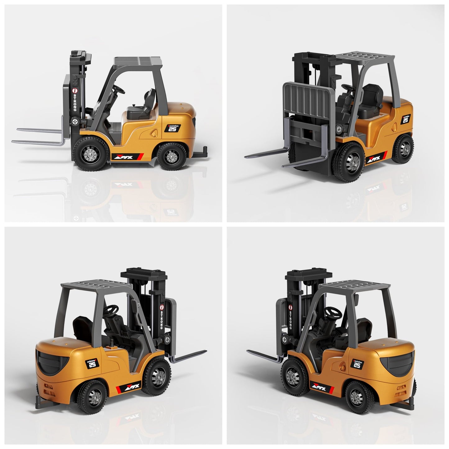 BRRRRT 1/64 RC Forklift Toy 7 Channel 2 Mode Mini Remote Control Forklift Truck with Rechargeable Battery 2 in 1 Transformable Lift Fork & Hook for Adults Kids Boys and Girls