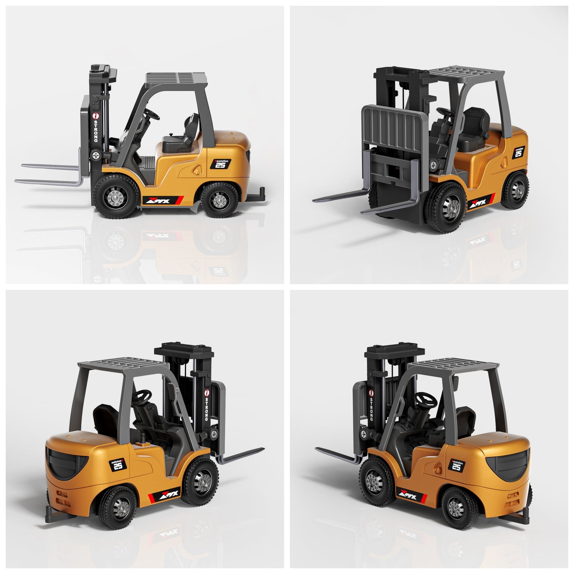 BRRRRT 1/64 RC Forklift Toy 7 Channel 2 Mode Mini Remote Control Forklift Truck with Rechargeable Battery 2 in 1 Transformable Lift Fork & Hook for Adults Kids Boys and Girls