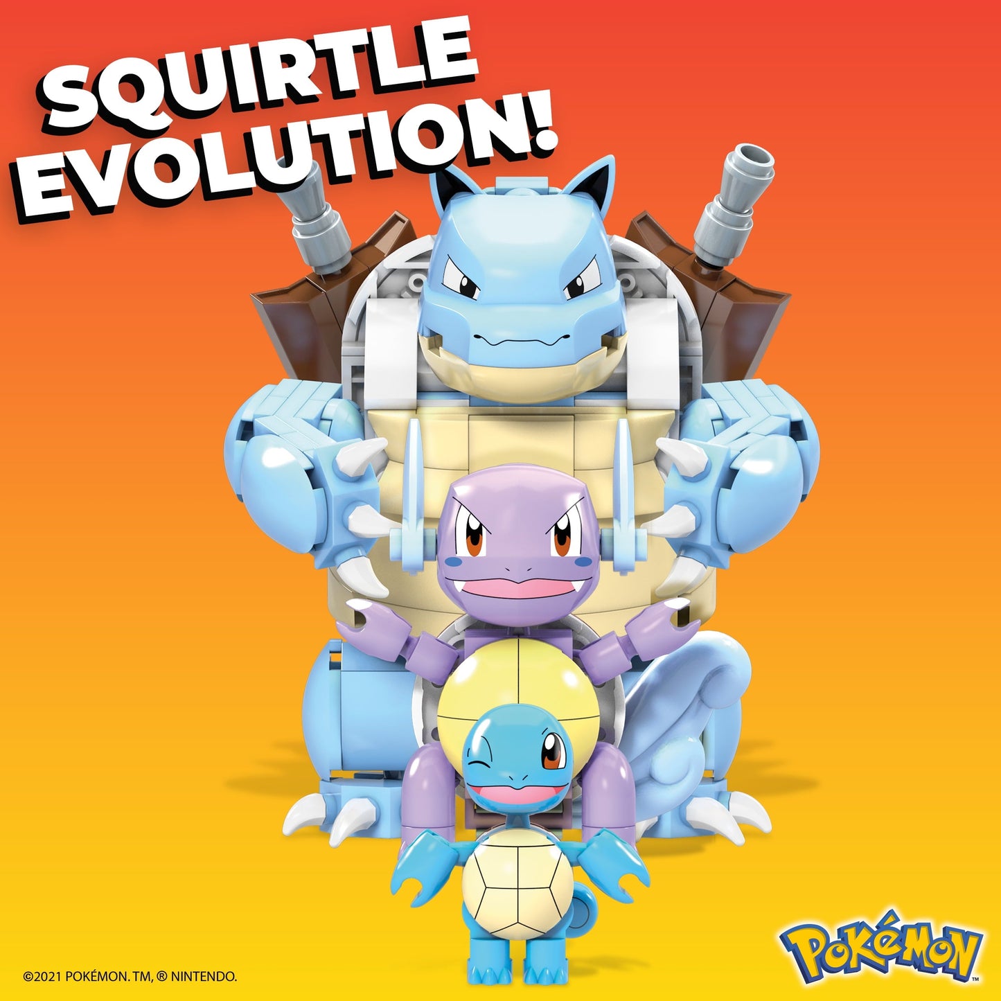 MEGA Pokemon Squirtle Building Toy Kit with 3 Action Figures (379 Pieces) for Kids