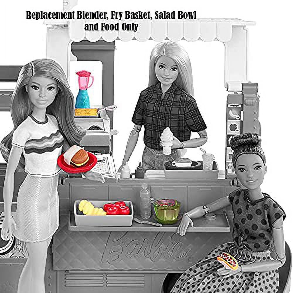 Replacement Parts for Fresh 'N Fun Food Truck Barbie Doll Playset - Gmw07 ~ Replacement Blender, Fry Basket, Salad Bowl And Food
