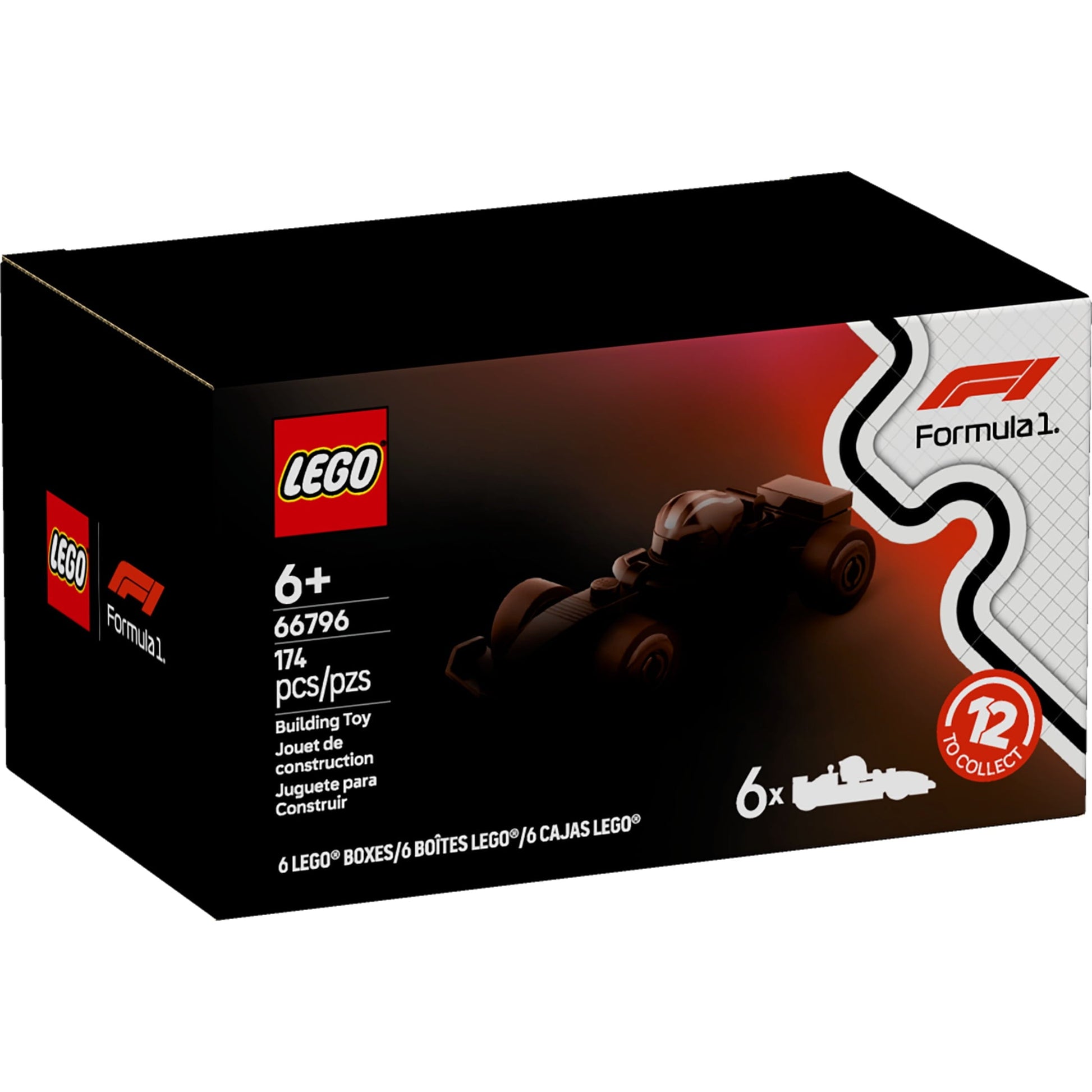 LEGO F1 Collectible Race Cars, 6 Pack - Building Set for Boys & Girls, Ages 6+ - Birthday Party Favor or Gift - Mystery Box W/ Surprise F1 Car Toys - Travel Toys for Kids - 66796