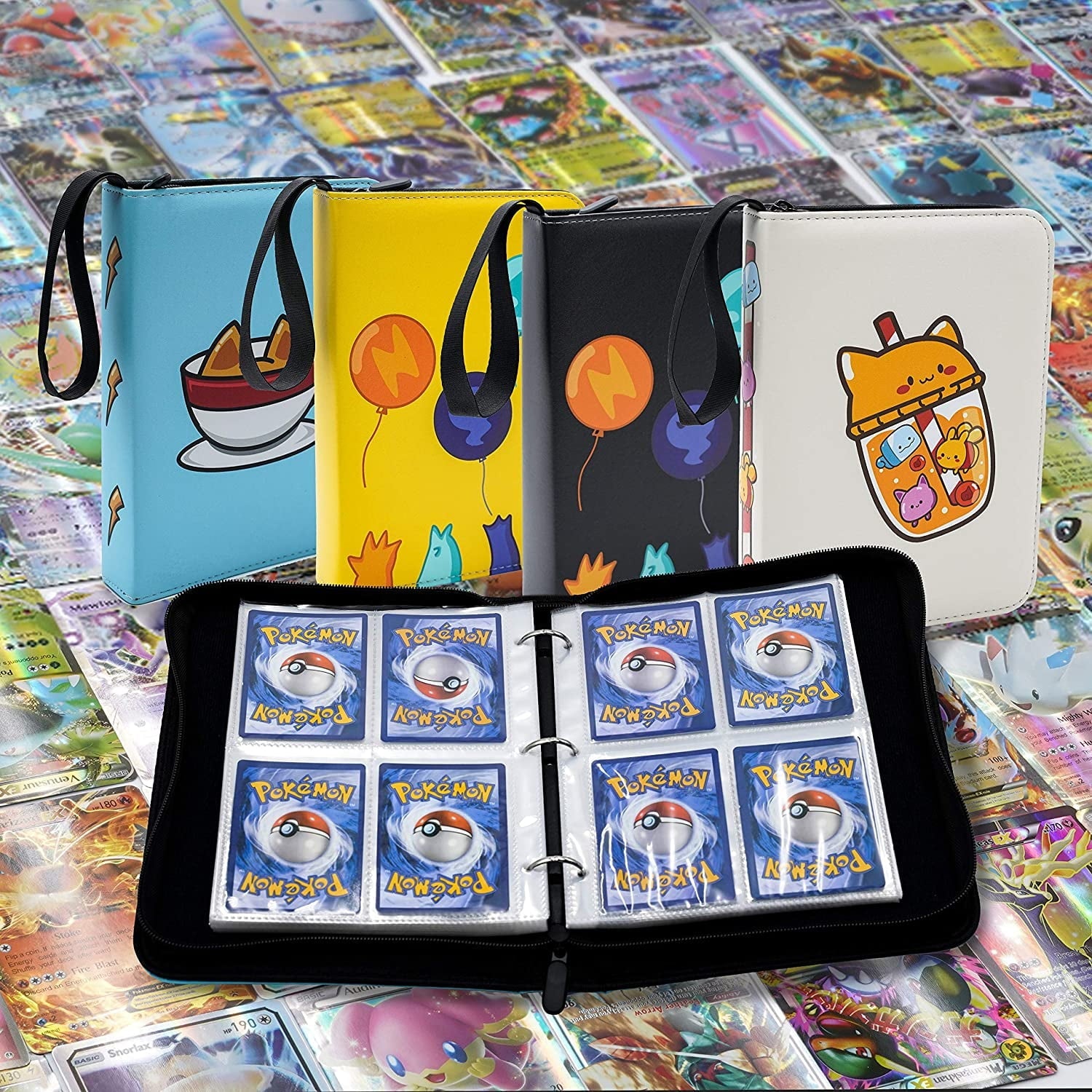 Clovercat 4 Pocket Waterproof Card Binder, 50 Pages Trading Card Binder, Portable Card Binder Holder, Up to 400 Cards Double Sided Pocket Album Sports Cards - Perfect for Back to School Supplies