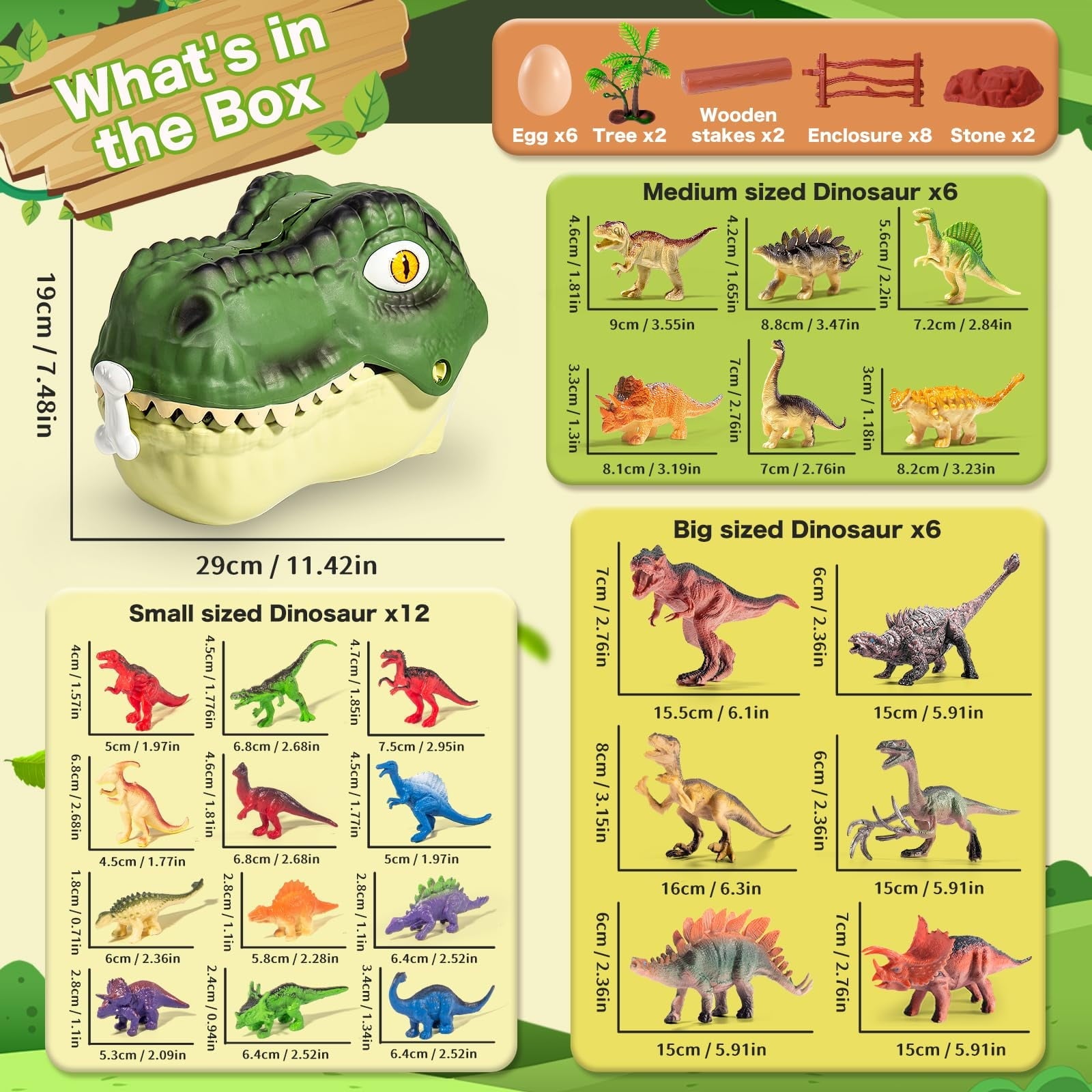 45PCS Dinosaur Toys for Kids 3-5, Realistic Jurassic Dinosaurs Figures with Eggs\u0026Trees\u0026Fence Playset to Create a Dino World,Educational Figures, Great Gift for Toddler Boys \u0026 Girl