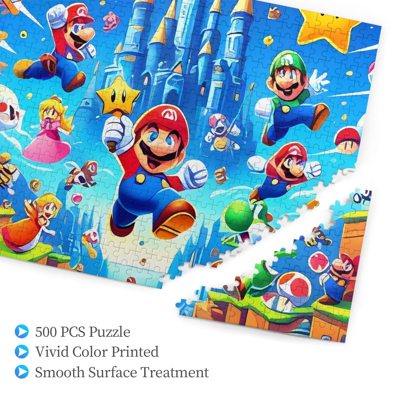 Lsque Mario Pattern Wooden Picture Puzzle ,500 Piece Jigsaw Puzzle ,Family Fun Puzzle, Home Décor Puzzle, Gift Puzzle(Horizontal style)