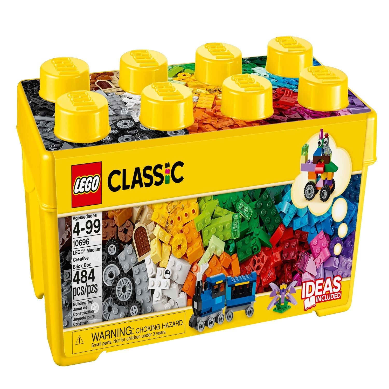 LEGO Classic Medium Creative Brick Box , Toy Set with Train, Car, Tiger, Birthday Gift for Kids 4+, 10696