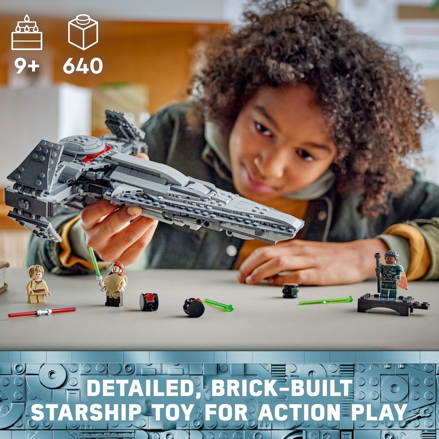 LEGO Star Wars: The Phantom Menace Darth Maul’s Sith Infiltrator Starship Toy, Includes Qui-Gon Jinn, Darth Maul, Anakin Skywalker, and Exclusive 25th Anniversary Saw Gerrera Minifigure, 75383