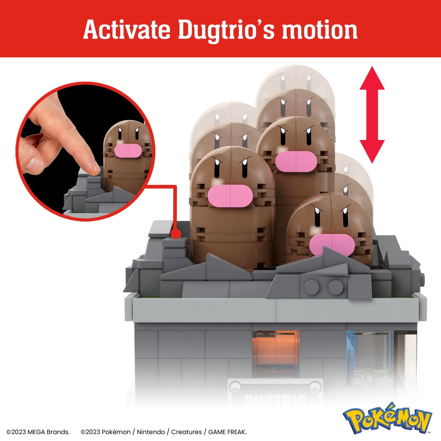MEGA Pokemon Mini Motion Dugtrio Building Toy Kit (350 Pieces) for Collectors