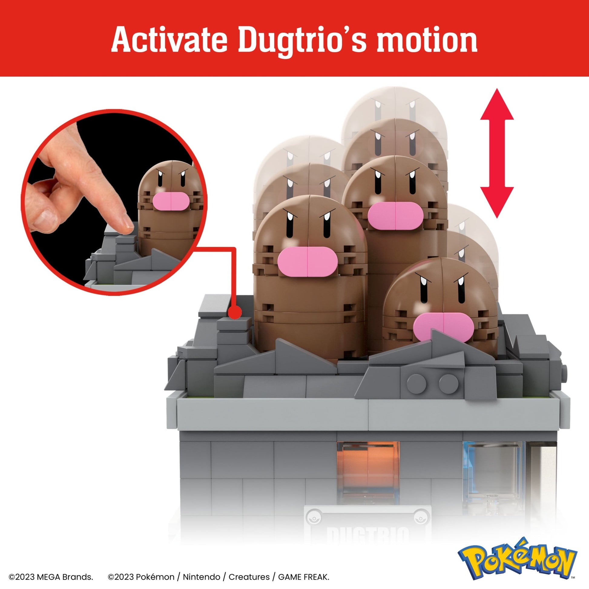 MEGA Pokemon Mini Motion Dugtrio Building Toy Kit (350 Pieces) for Collectors