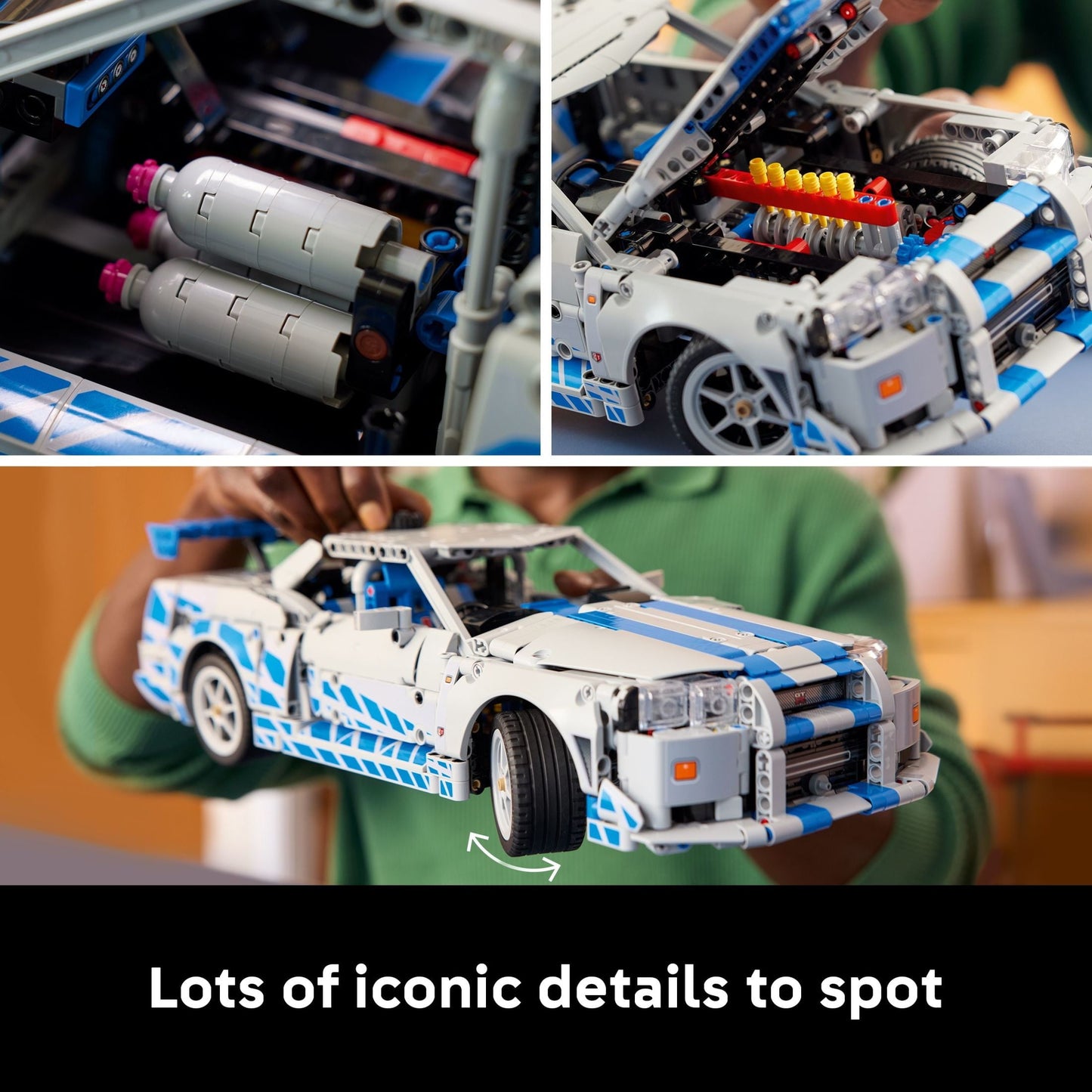 LEGO Technic 2 Fast 2 Furious Nissan Skyline GT-R (R34) Car - DIY Kit & Building Set for Adults - Collectible Model Street Racer with Drift Function - Gift for Car Enthusiasts and Movie Fans - 42210