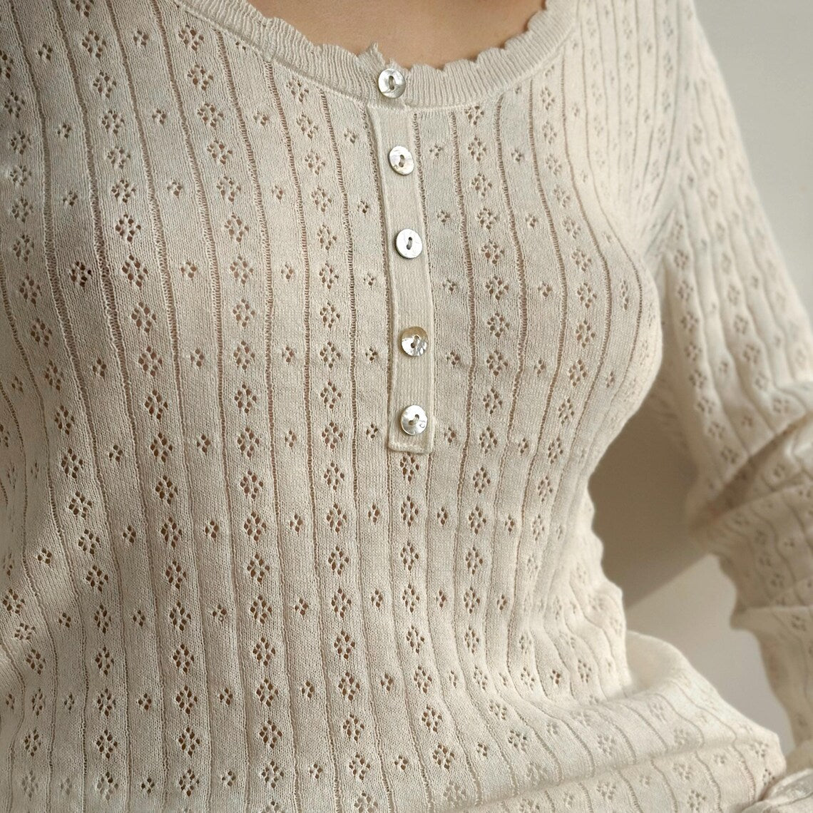 Haut à manches longues en tricot de coton