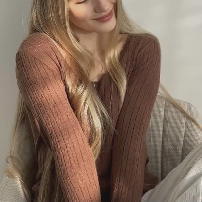 Haut à manches longues en tricot de coton